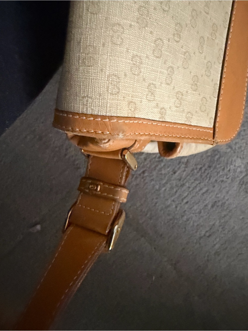 Gucci Beige Monogram Messenger Bag with Tan Leather Accents - Picture 15 of 16
